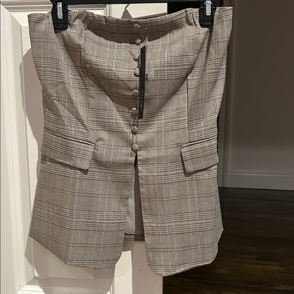 The Workshop Studio Strapless Plaid Modern Corset Silhouette Camisole Top Size S - Picture 4 of 5